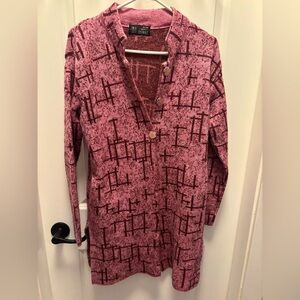 Bright Oswal Pink and Red Sweater. Pure wool. Fits m/l. 22ptp